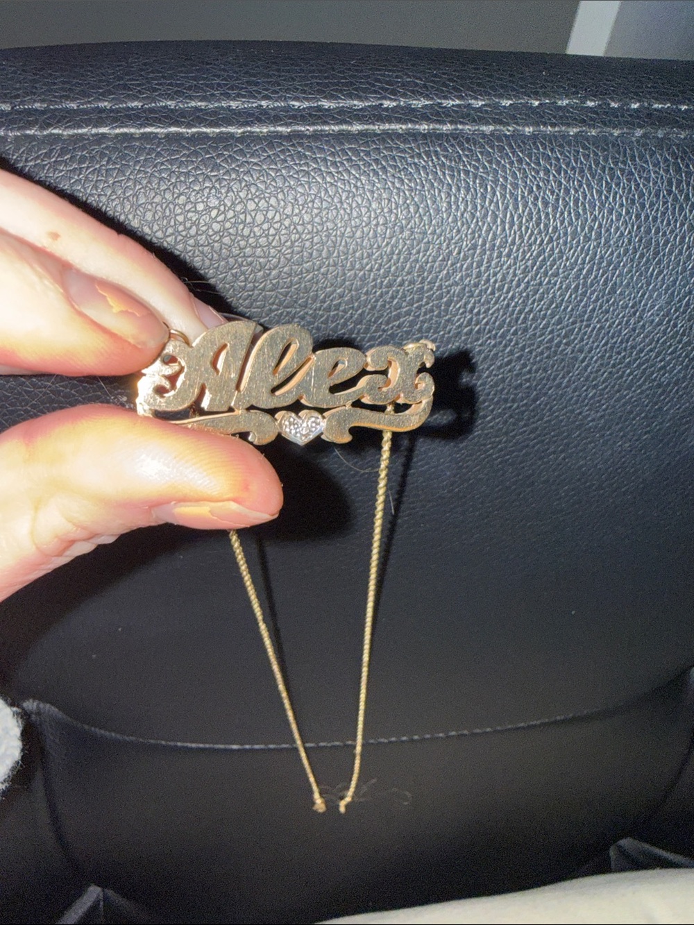 Custom Solid 14k 3D Gold Nameplate Necklace with Heart Diamond - Alex